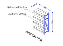 Load image into Gallery viewer, Long Span Shelving - Model No. LS-200-125F (Add-On Unit) - Ayoubi Steel Furniture Factory