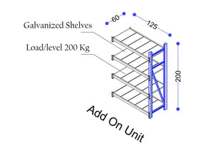 Long Span Shelving - Model No. LS-200-125F (Add-On Unit) - Ayoubi Steel Furniture Factory