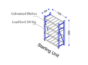 Long Span Shelving - Model No. LS-200-125S (Starting Unit) - Ayoubi Steel Furniture Factory