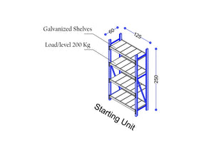 Long Span Shelving - Model No. LS-250-125S (Starting Unit) - Ayoubi Steel Furniture Factory