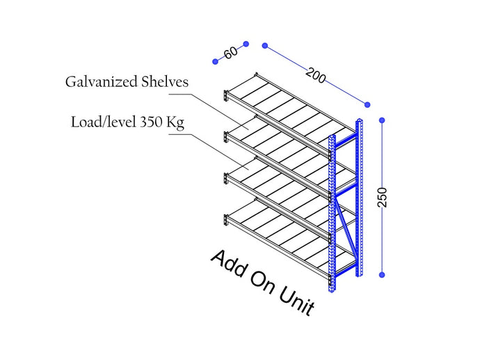 Ayoubi Long Span Shelving - Model No. LS-250-200F (Add-On Unit) - Ayoubi Steel Furniture Factory